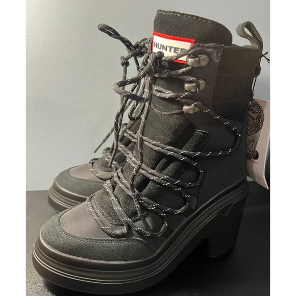 NWT Hunter Womens Discoverer Mid Lace-UP Leather Heel Boot - Picture 4 of 14